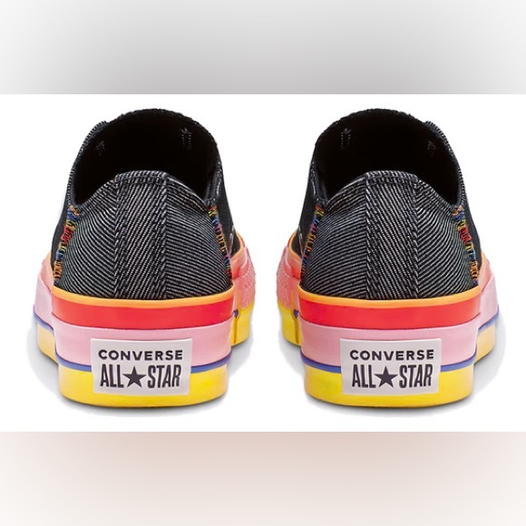 Converse Chuck Taylor Ox Platform Rainbow Sneakers: Black/Charcoal - Picture 6 of 11
